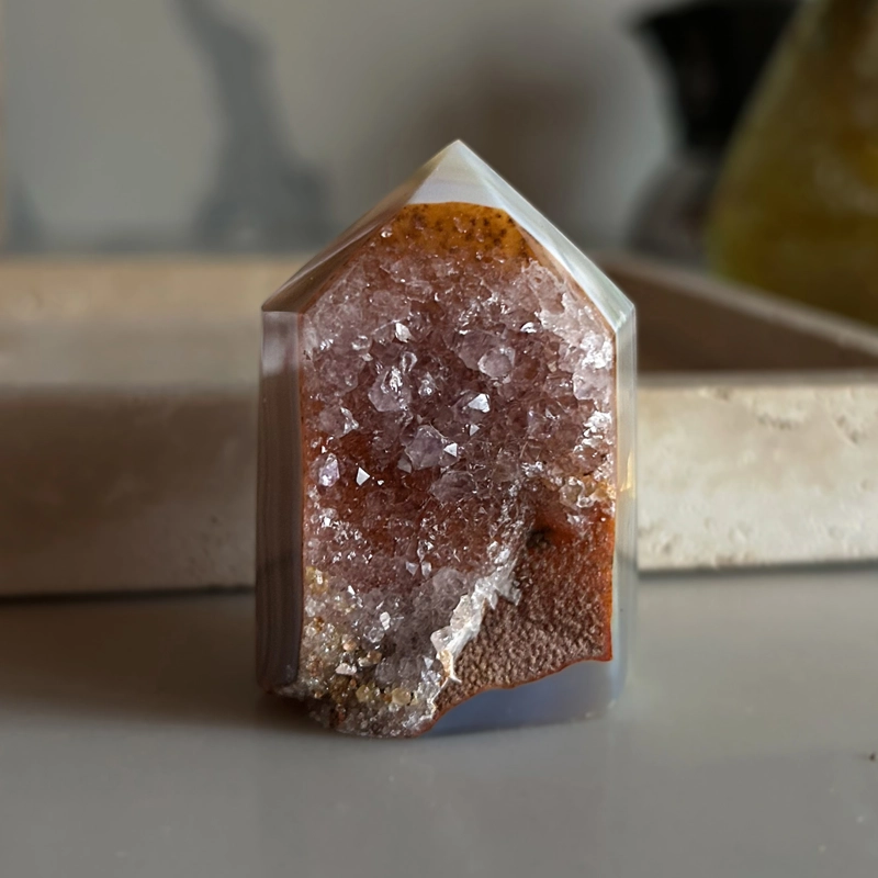 punta in calcedonio con ametista